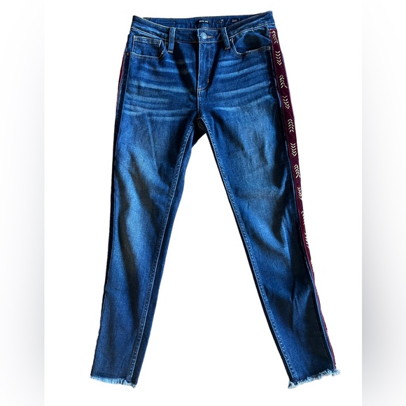 MISS ME Velvet Side Stripe Ankle Skinny Denim Jeans Sz 28 Stretch MSRP $99 Beads - Picture 2 of 14